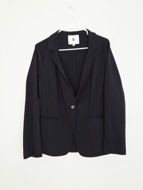 Betabrand Classic Blazer Stretch Ponte Black Single Breasted Large